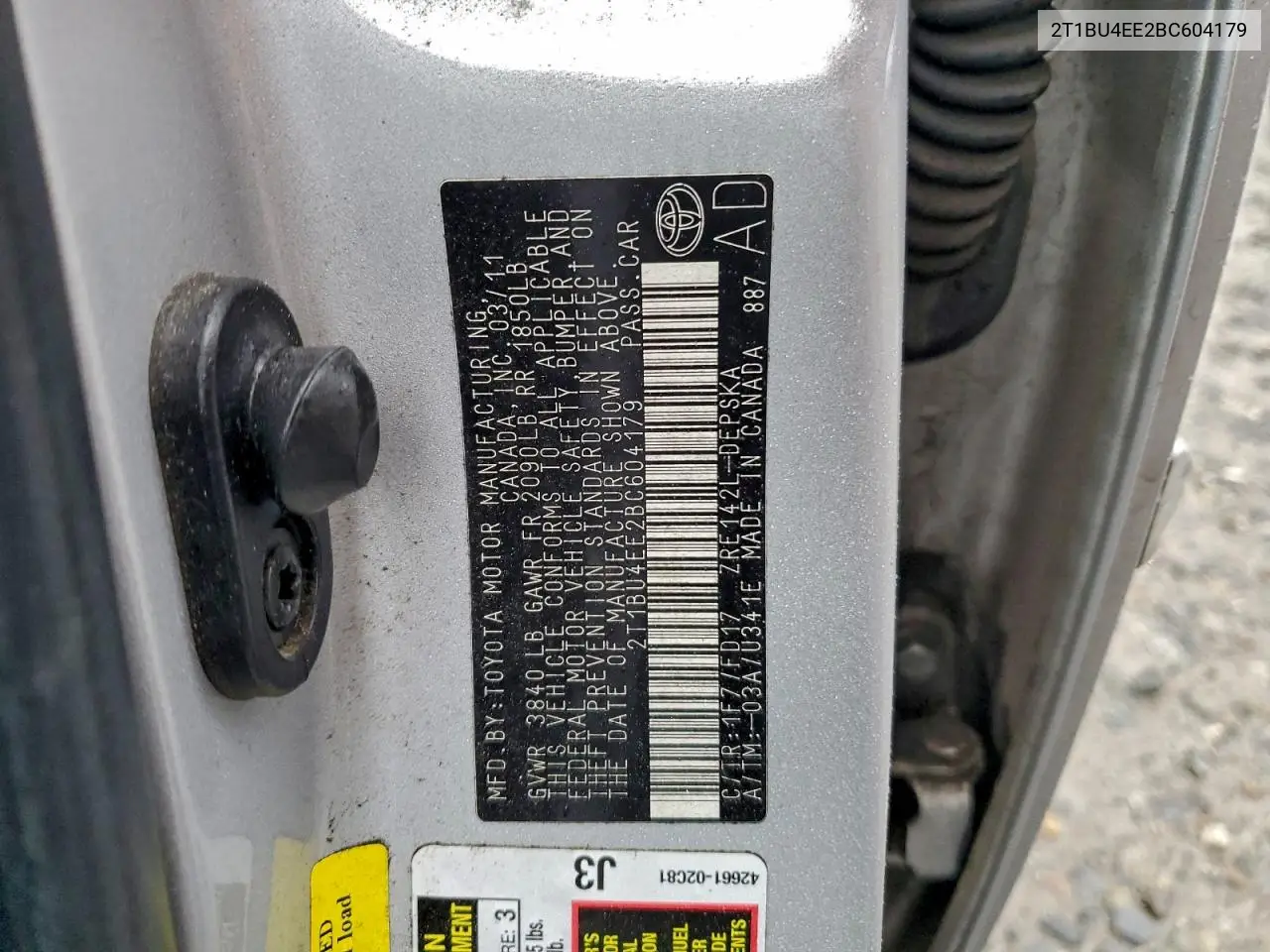 2T1BU4EE2BC604179 2011 Toyota Corolla Base