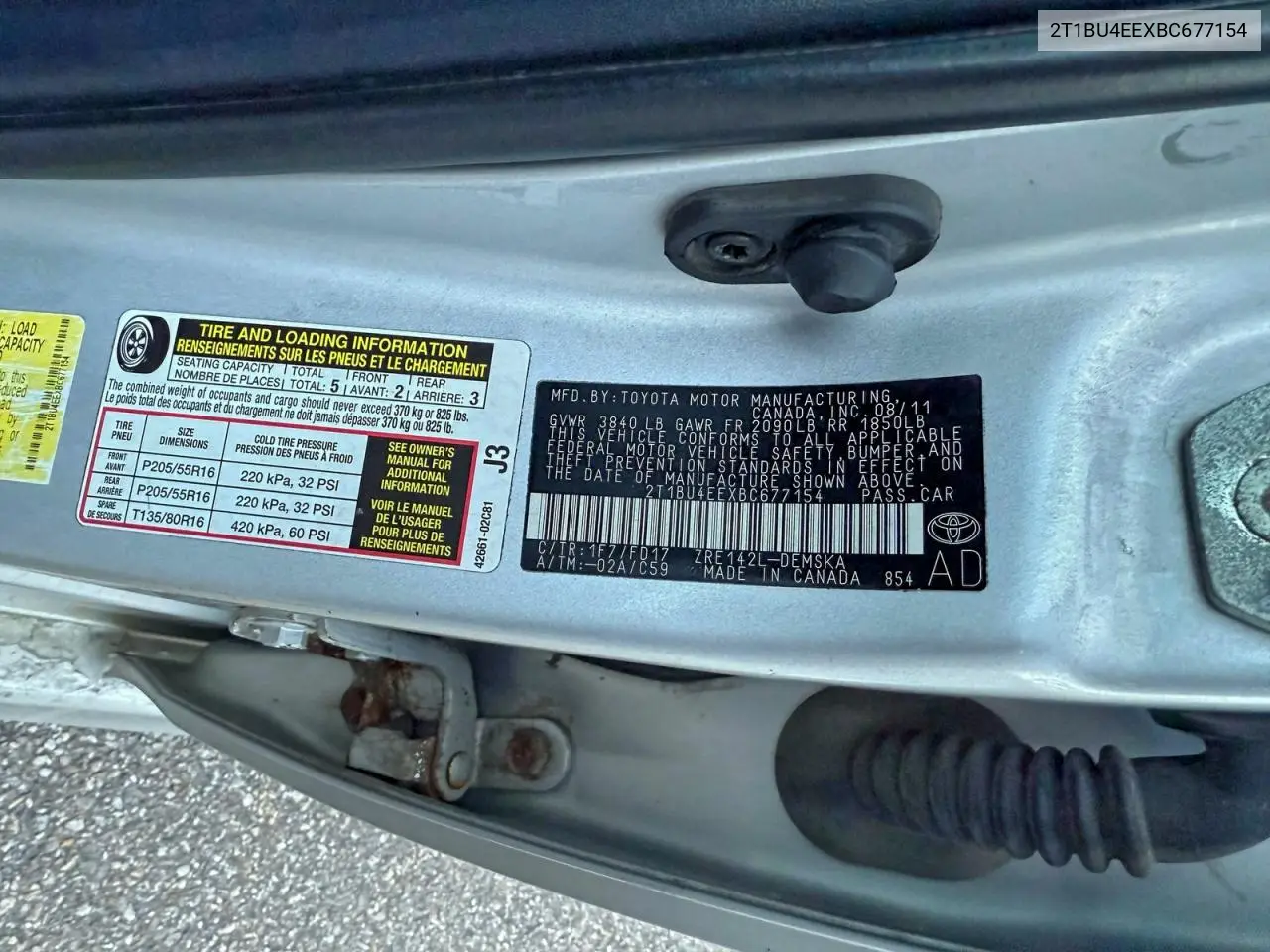 2T1BU4EEXBC677154 2011 Toyota Corolla Base