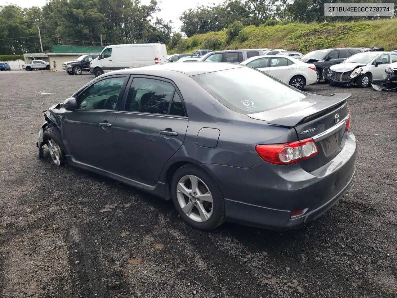 2012 Toyota Corolla Base VIN: 2T1BU4EE6CC778774 Lot: 68299814