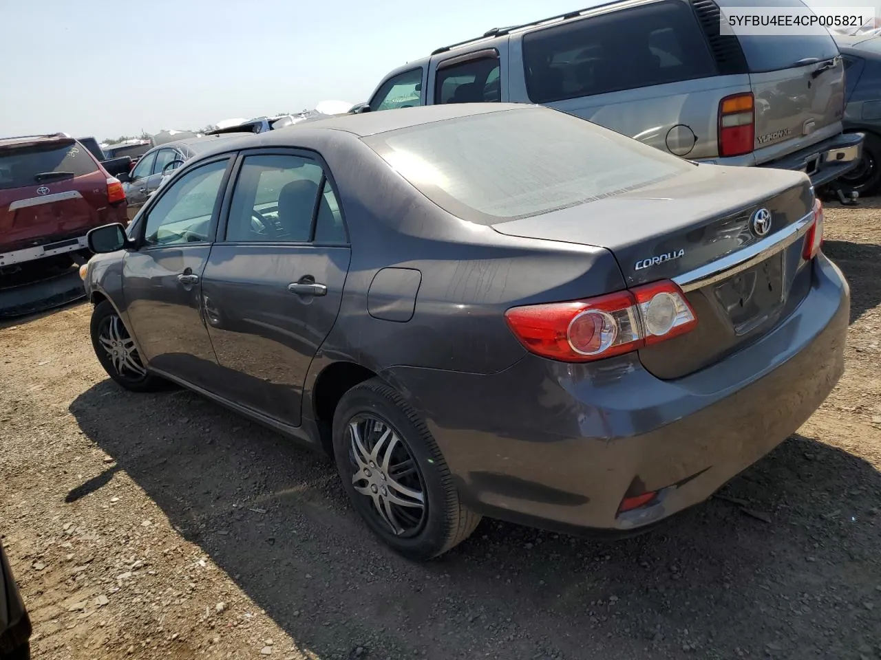 2012 Toyota Corolla Base VIN: 5YFBU4EE4CP005821 Lot: 68563374