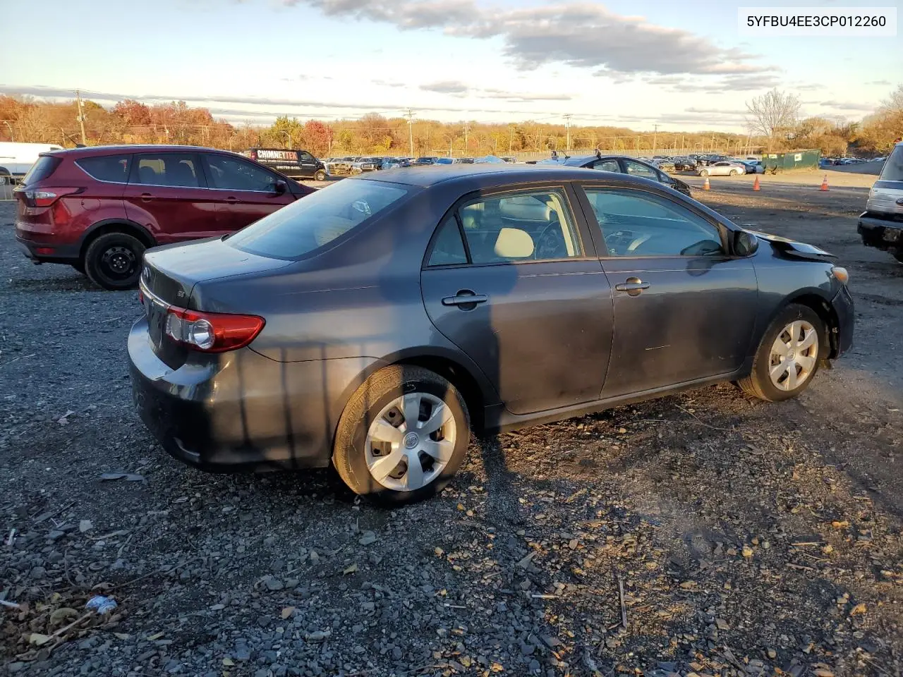5YFBU4EE3CP012260 2012 Toyota Corolla Base