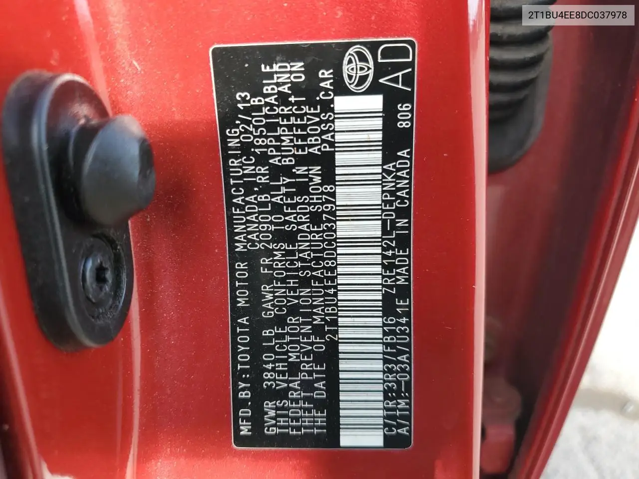2T1BU4EE8DC037978 2013 Toyota Corolla Base