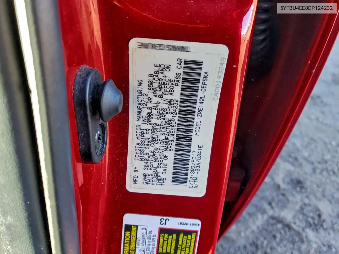 5YFBU4EE8DP124232 2013 Toyota Corolla Base