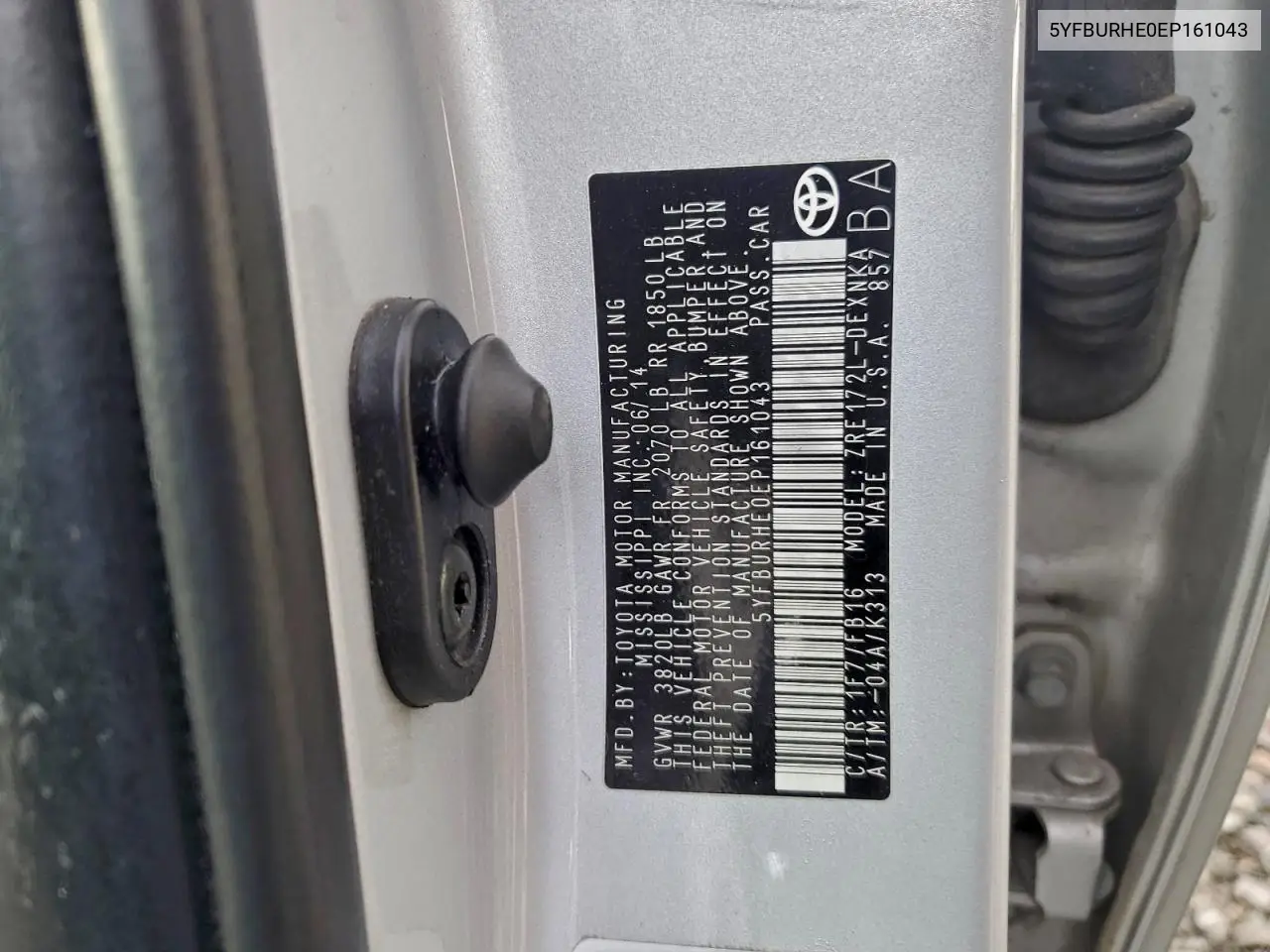 5YFBURHE0EP161043 2014 Toyota Corolla L