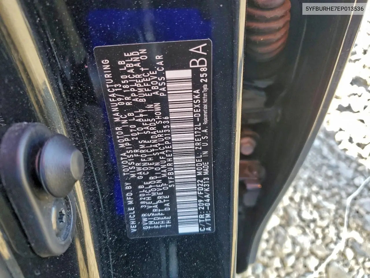 5YFBURHE7EP013536 2014 Toyota Corolla L
