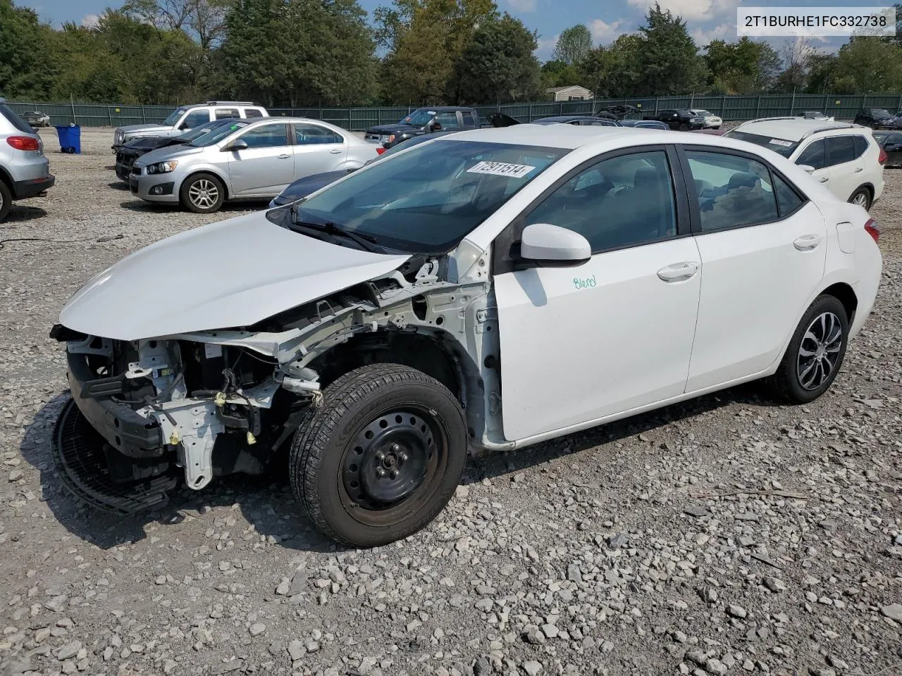 2015 Toyota Corolla L VIN: 2T1BURHE1FC332738 Lot: 72911514