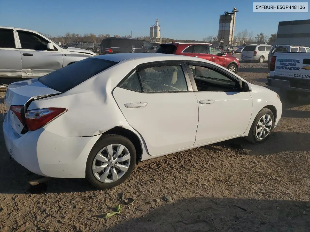 5YFBURHE5GP448106 2016 Toyota Corolla L