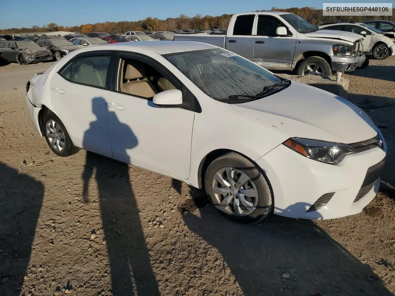 5YFBURHE5GP448106 2016 Toyota Corolla L