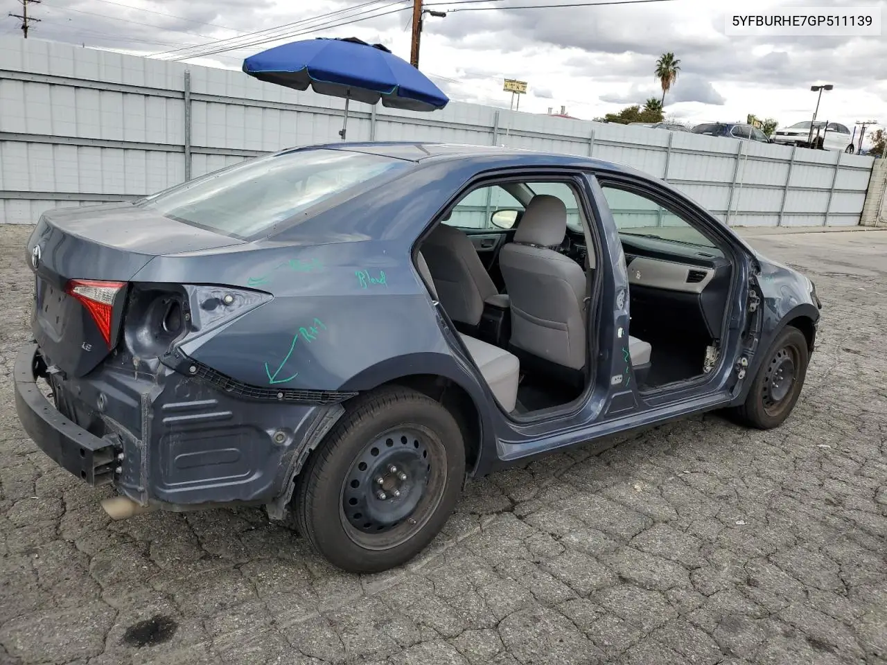 5YFBURHE7GP511139 2016 Toyota Corolla L
