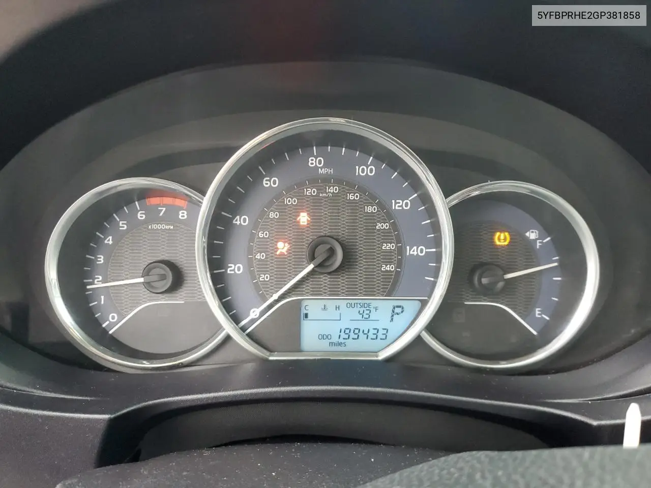 5YFBPRHE2GP381858 2016 Toyota Corolla Eco