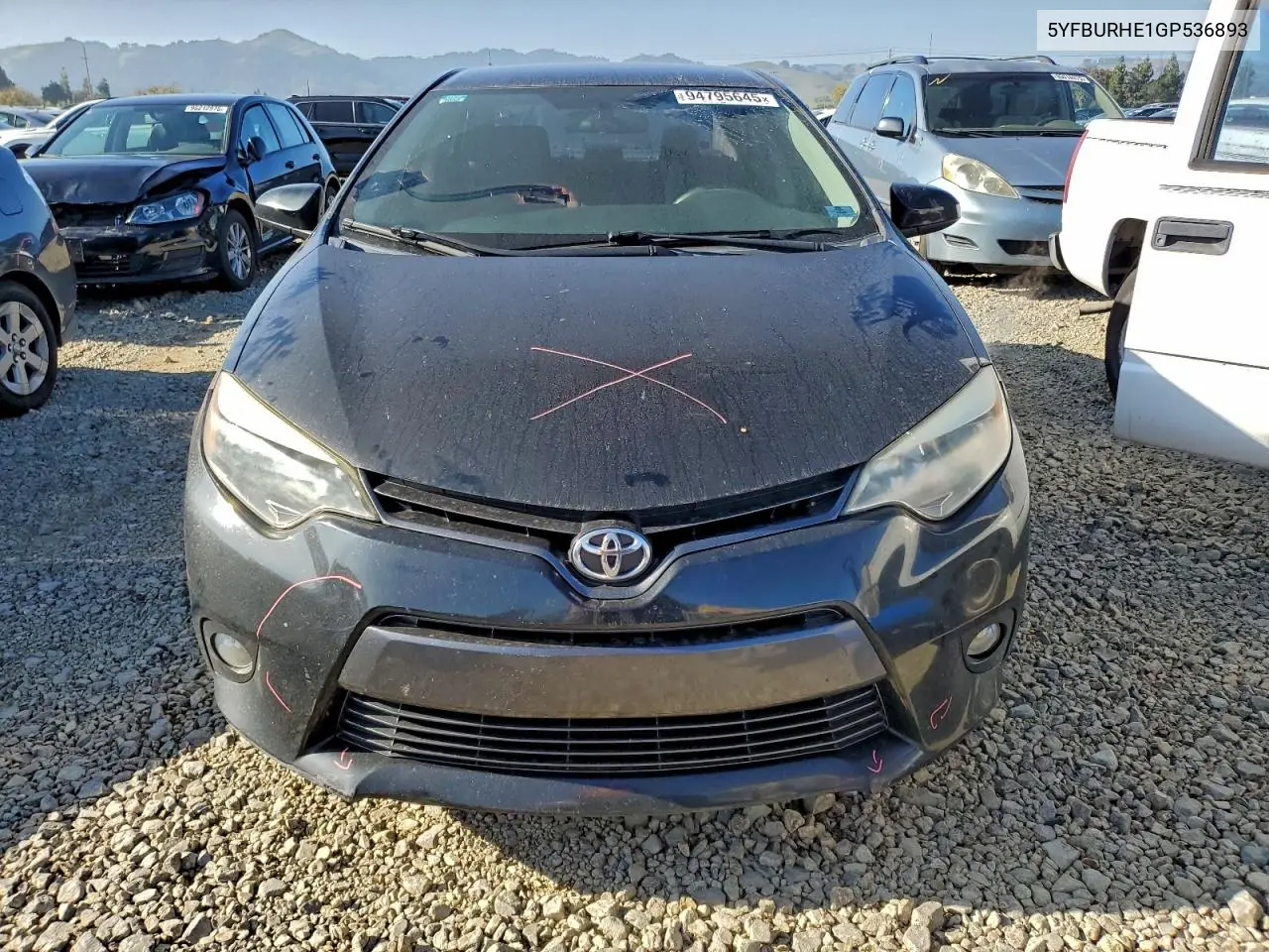 5YFBURHE1GP536893 2016 Toyota Corolla L