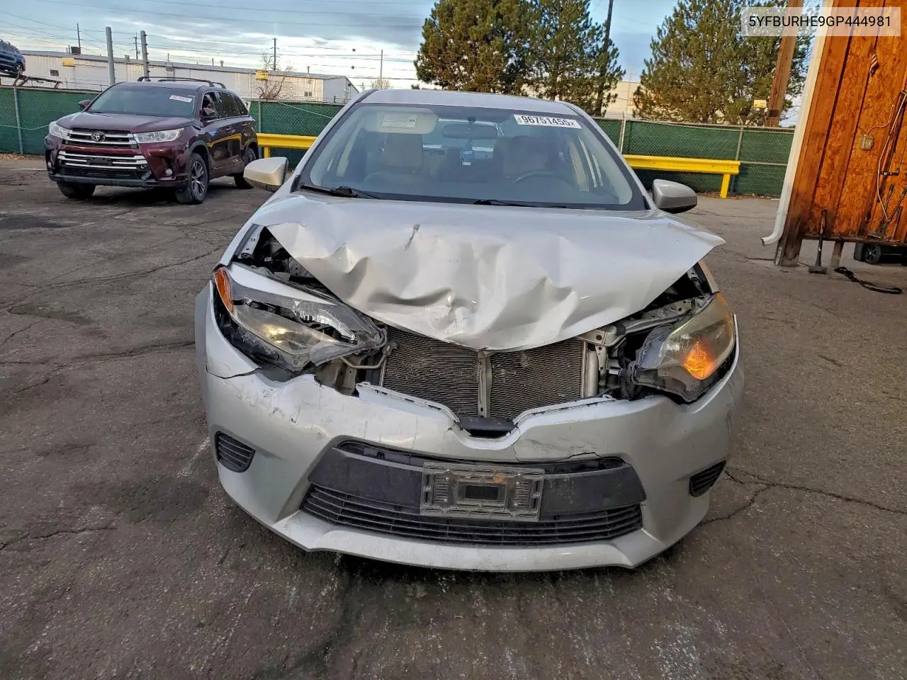 5YFBURHE9GP444981 2016 Toyota Corolla L