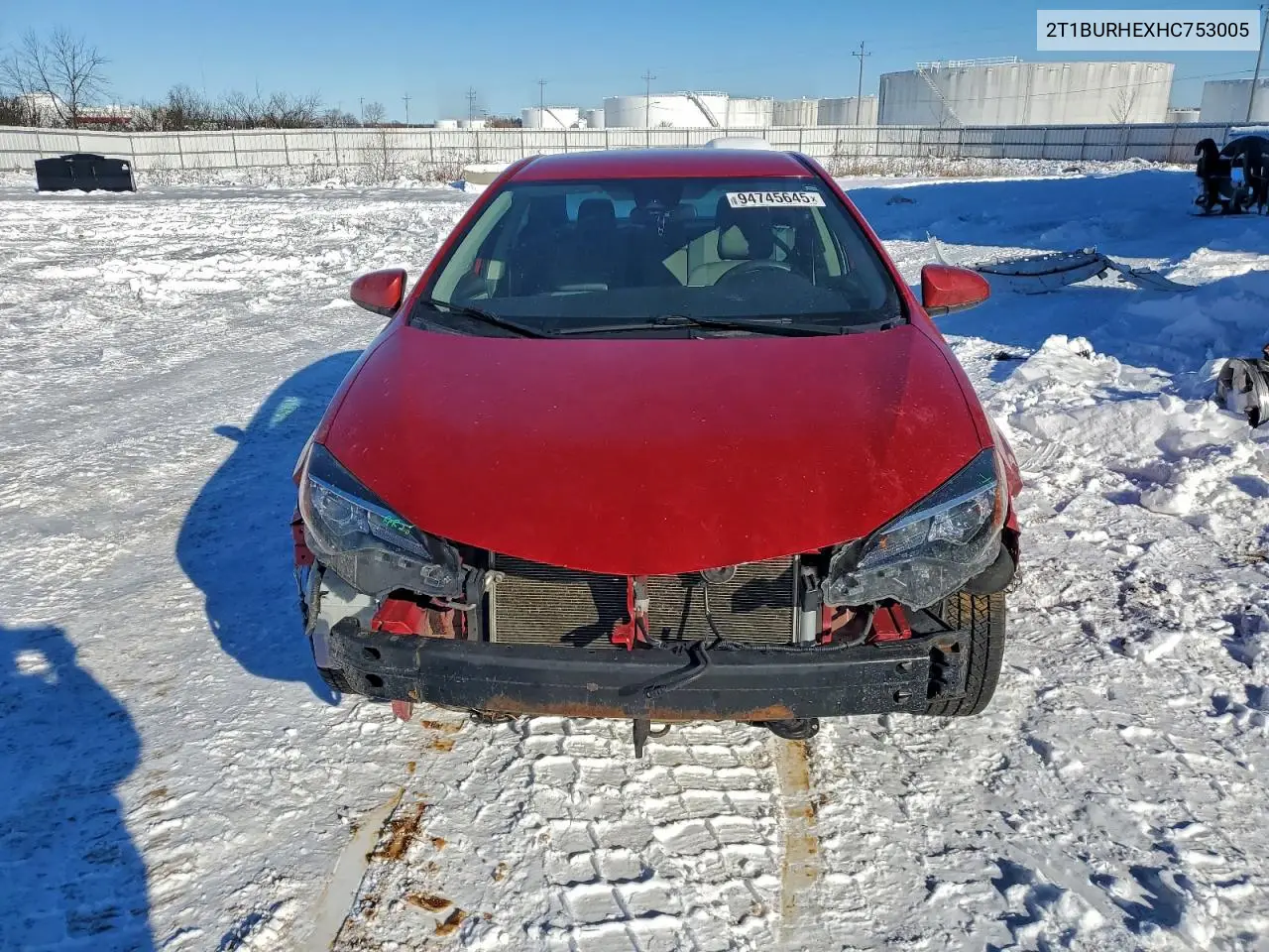 2T1BURHEXHC753005 2017 Toyota Corolla L