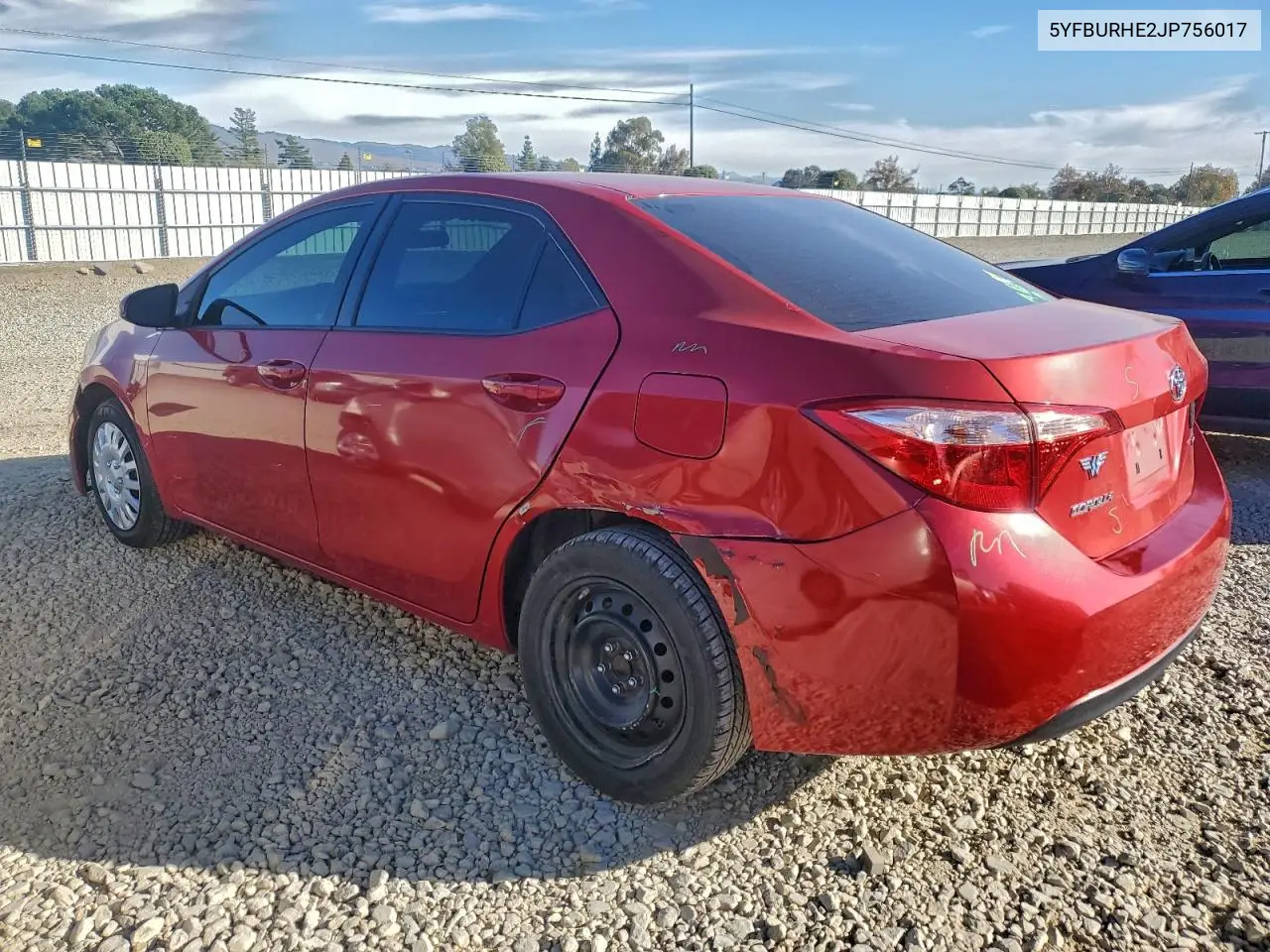 5YFBURHE2JP756017 2018 Toyota Corolla L