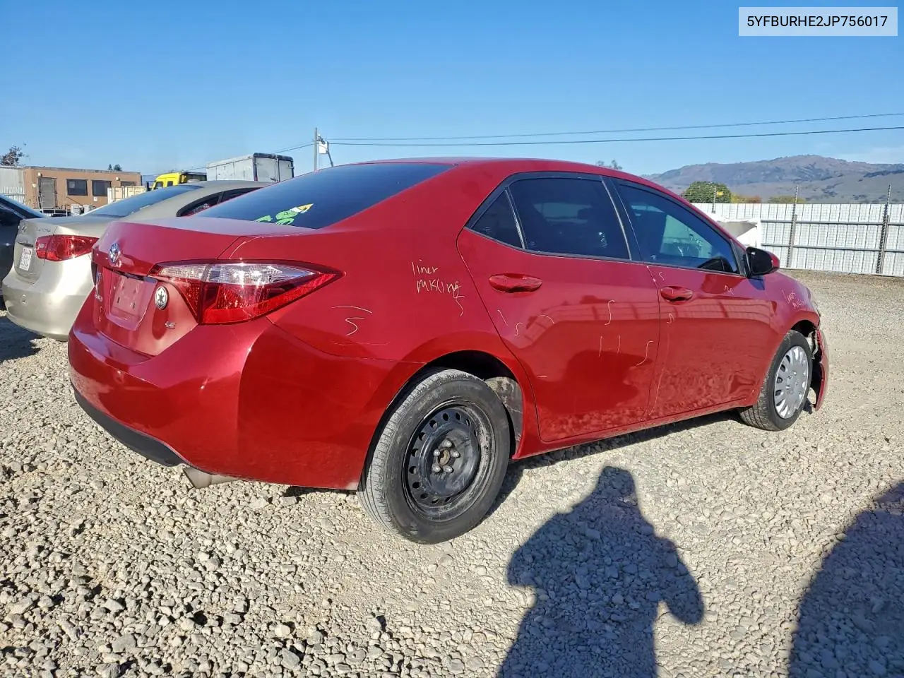 5YFBURHE2JP756017 2018 Toyota Corolla L