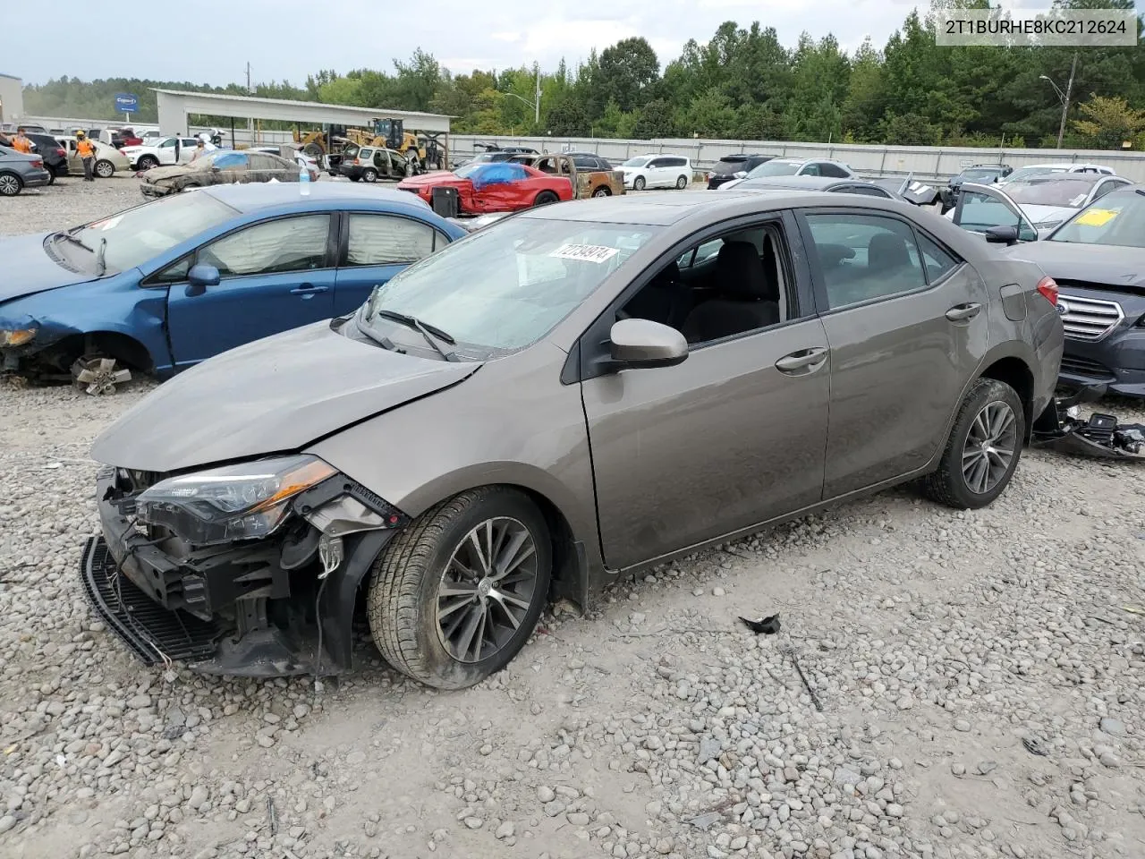 2019 Toyota Corolla L VIN: 2T1BURHE8KC212624 Lot: 72734974