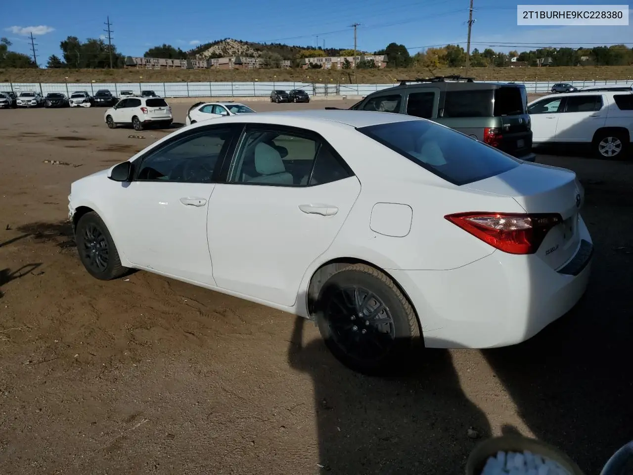 2T1BURHE9KC228380 2019 Toyota Corolla L