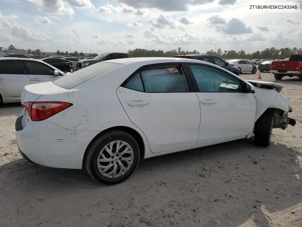 2T1BURHE5KC243345 2019 Toyota Corolla L