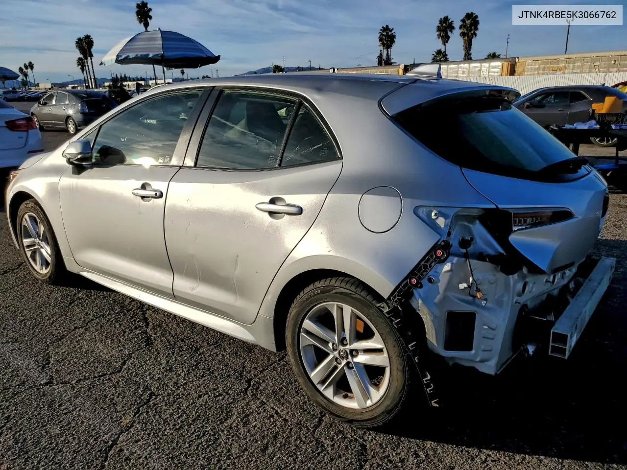 JTNK4RBE5K3066762 2019 Toyota Corolla Se