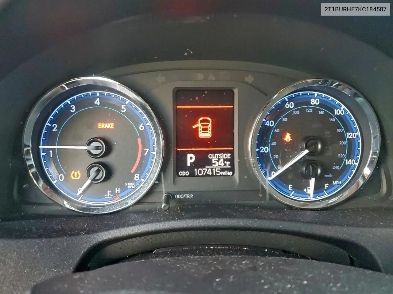 2T1BURHE7KC184587 2019 Toyota Corolla L