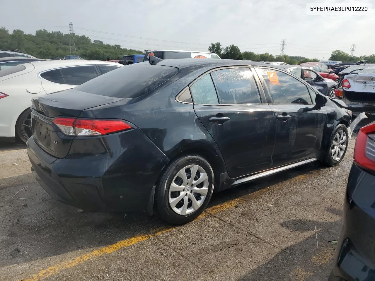 2020 Toyota Corolla Le VIN: 5YFEPRAE3LP012220 Lot: 66872354