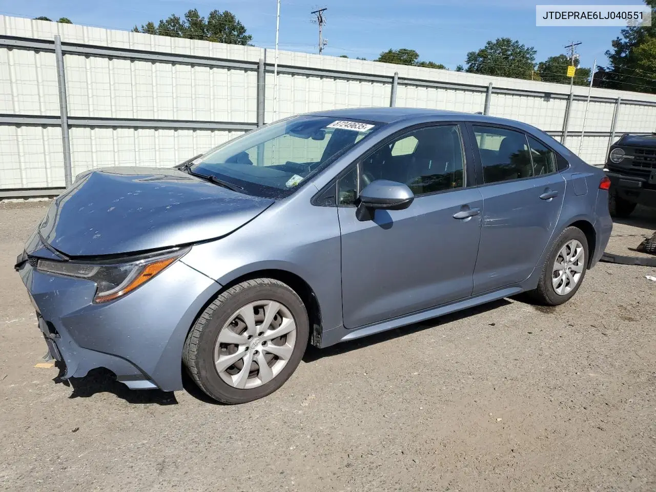 JTDEPRAE6LJ040551 2020 Toyota Corolla Le