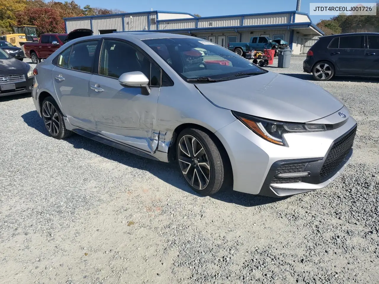 JTDT4RCE0LJ001726 2020 Toyota Corolla Xse