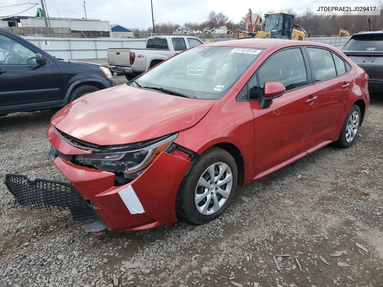JTDEPRAE2LJ029417 2020 Toyota Corolla Le