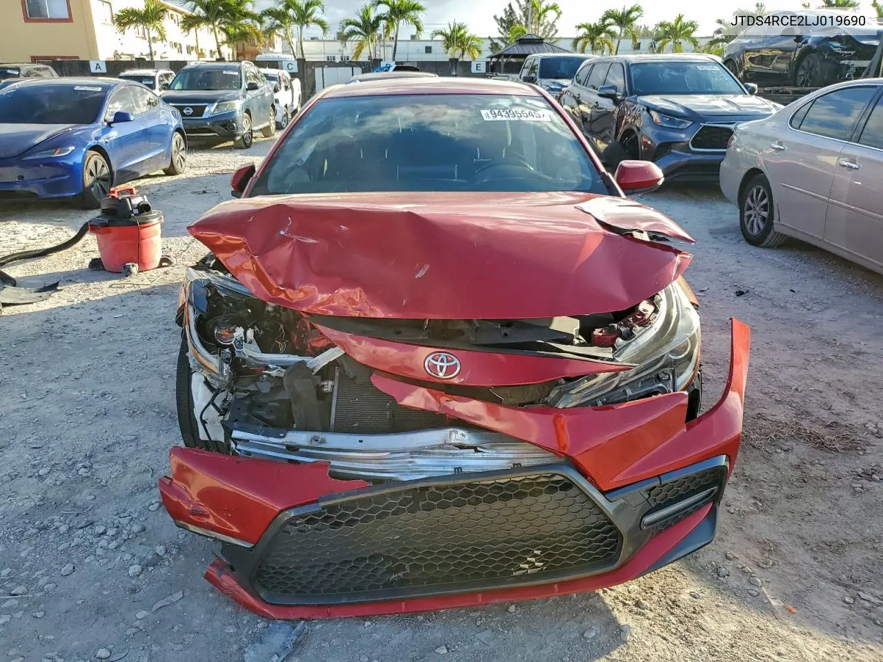 JTDS4RCE2LJ019690 2020 Toyota Corolla Se