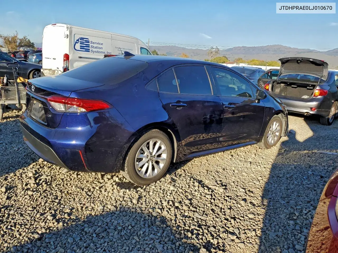 JTDHPRAE0LJ010670 2020 Toyota Corolla Le