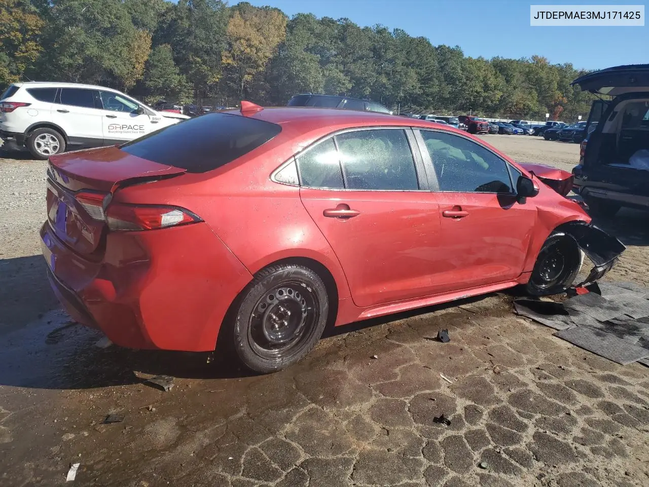 JTDEPMAE3MJ171425 2021 Toyota Corolla Le