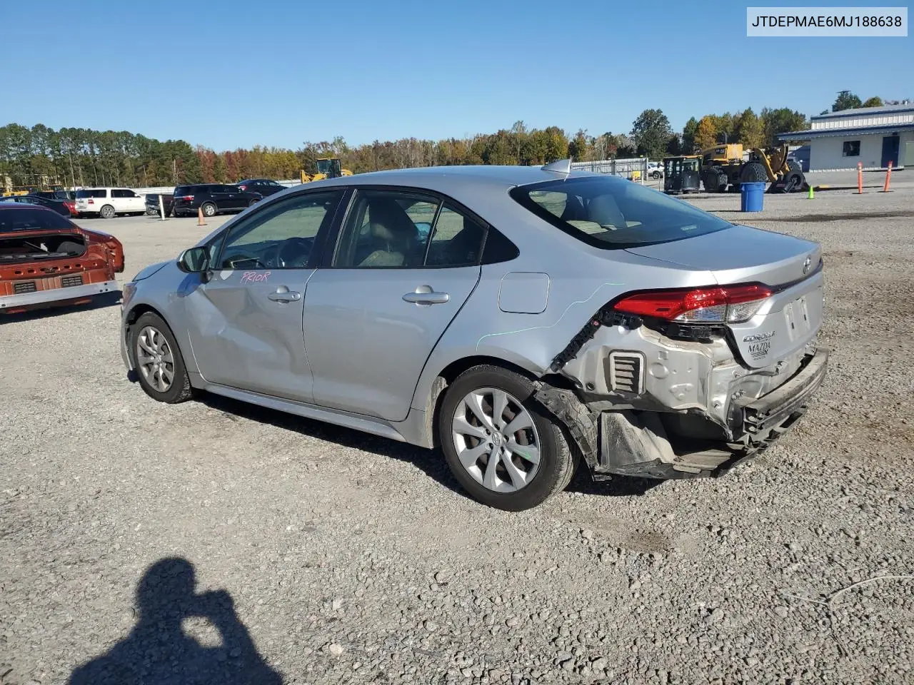 JTDEPMAE6MJ188638 2021 Toyota Corolla Le