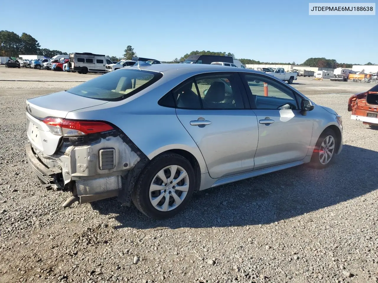 JTDEPMAE6MJ188638 2021 Toyota Corolla Le
