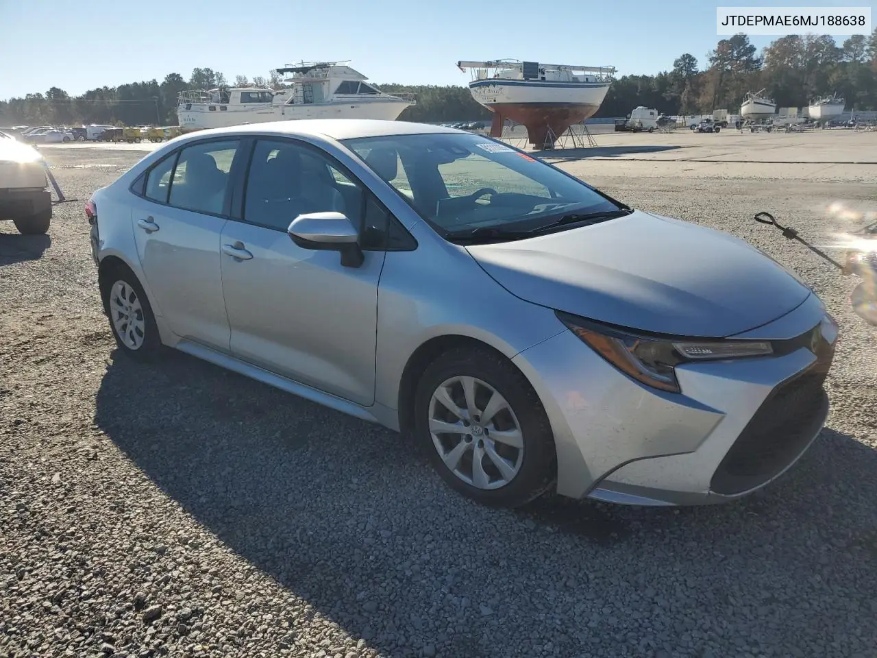 JTDEPMAE6MJ188638 2021 Toyota Corolla Le