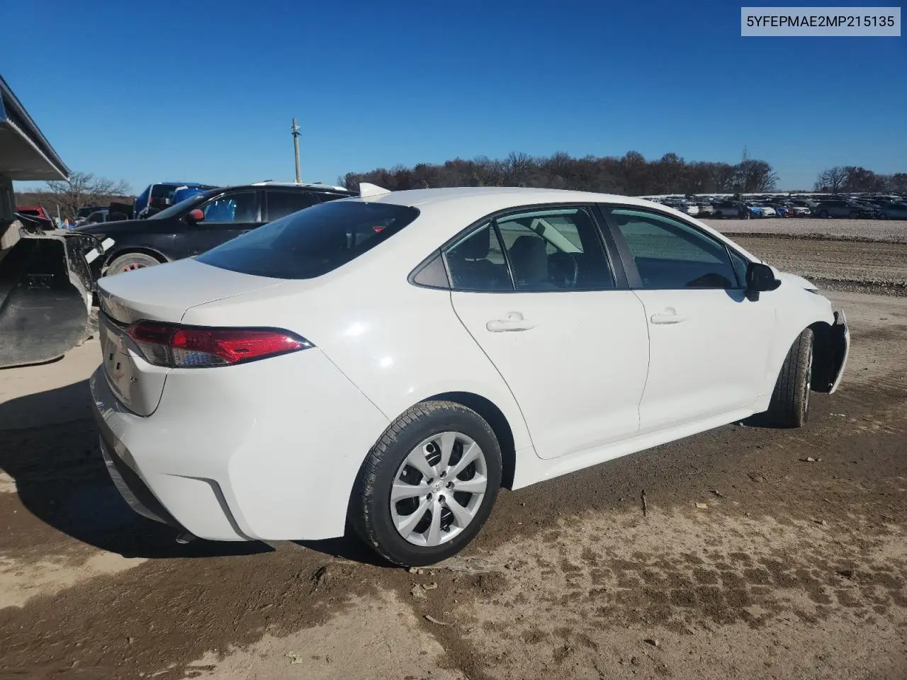 5YFEPMAE2MP215135 2021 Toyota Corolla Le