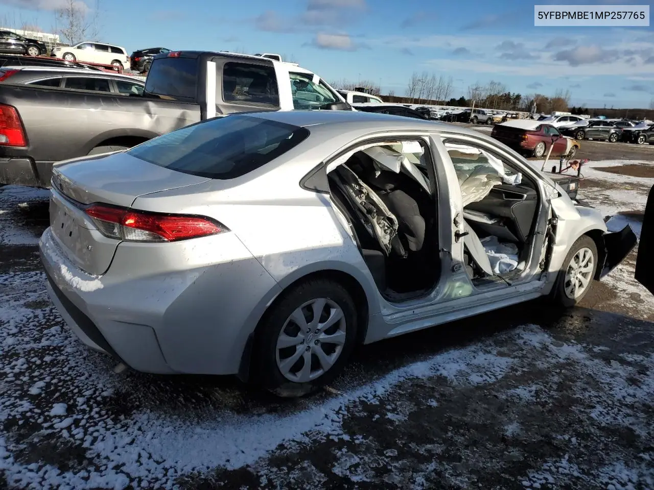 5YFBPMBE1MP257765 2021 Toyota Corolla Le