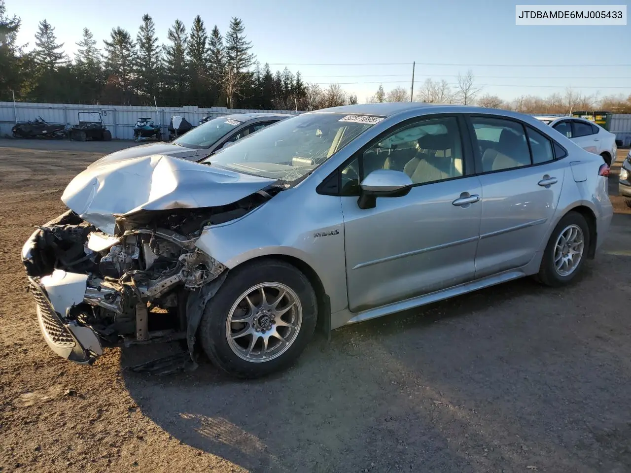 JTDBAMDE6MJ005433 2021 Toyota Corolla