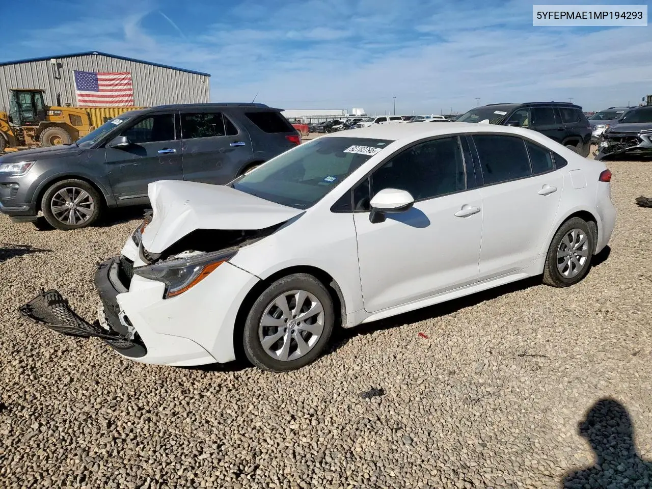 5YFEPMAE1MP194293 2021 Toyota Corolla Le