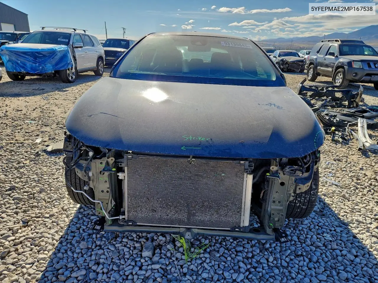 5YFEPMAE2MP167538 2021 Toyota Corolla Le