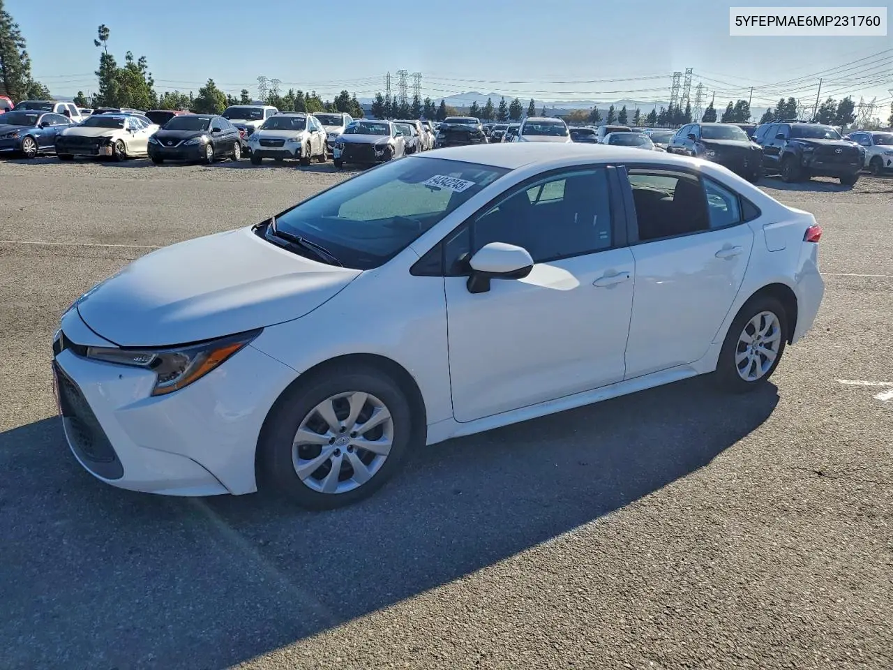 5YFEPMAE6MP231760 2021 Toyota Corolla Le