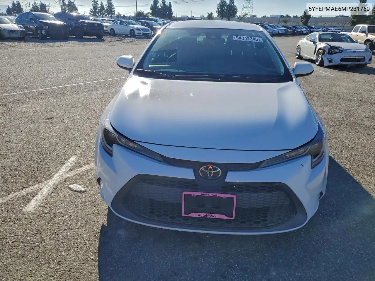 5YFEPMAE6MP231760 2021 Toyota Corolla Le