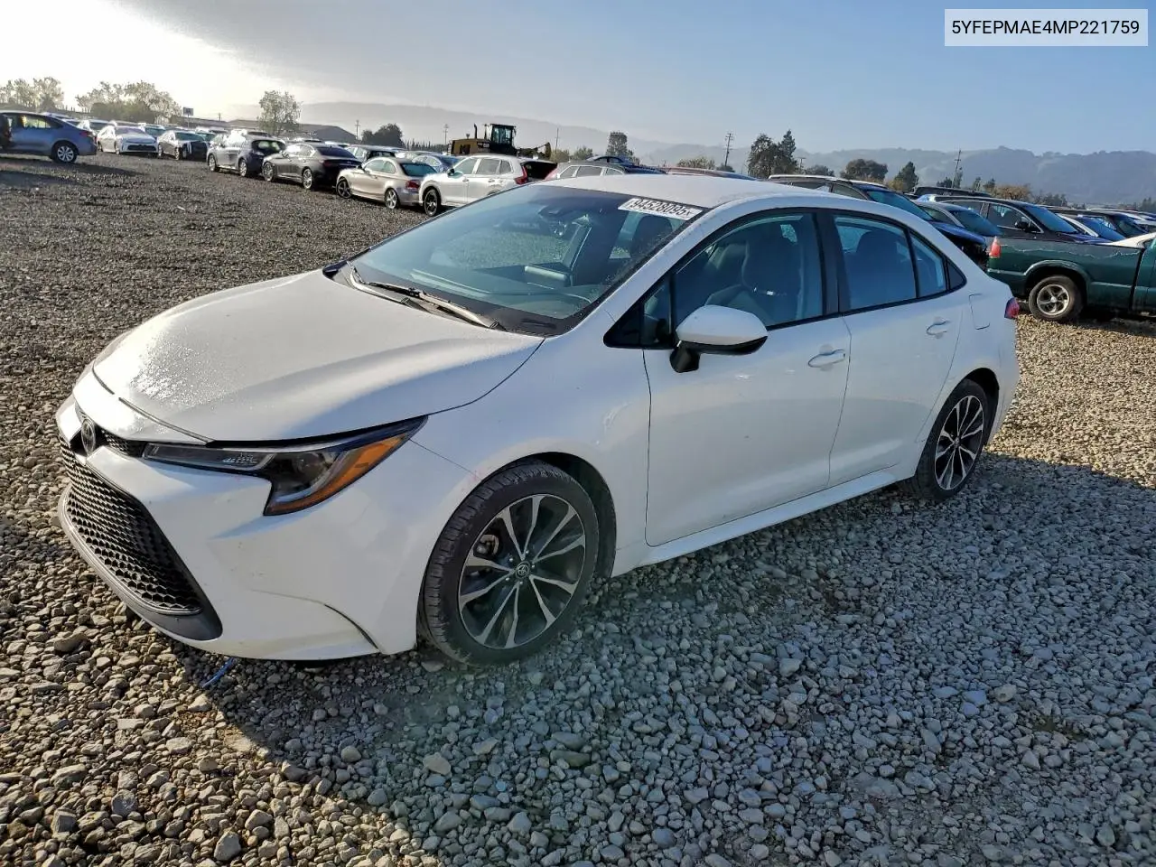 5YFEPMAE4MP221759 2021 Toyota Corolla Le