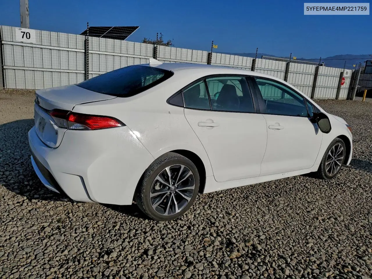 5YFEPMAE4MP221759 2021 Toyota Corolla Le