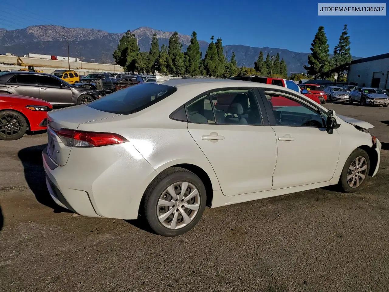 JTDEPMAE8MJ136637 2021 Toyota Corolla Le
