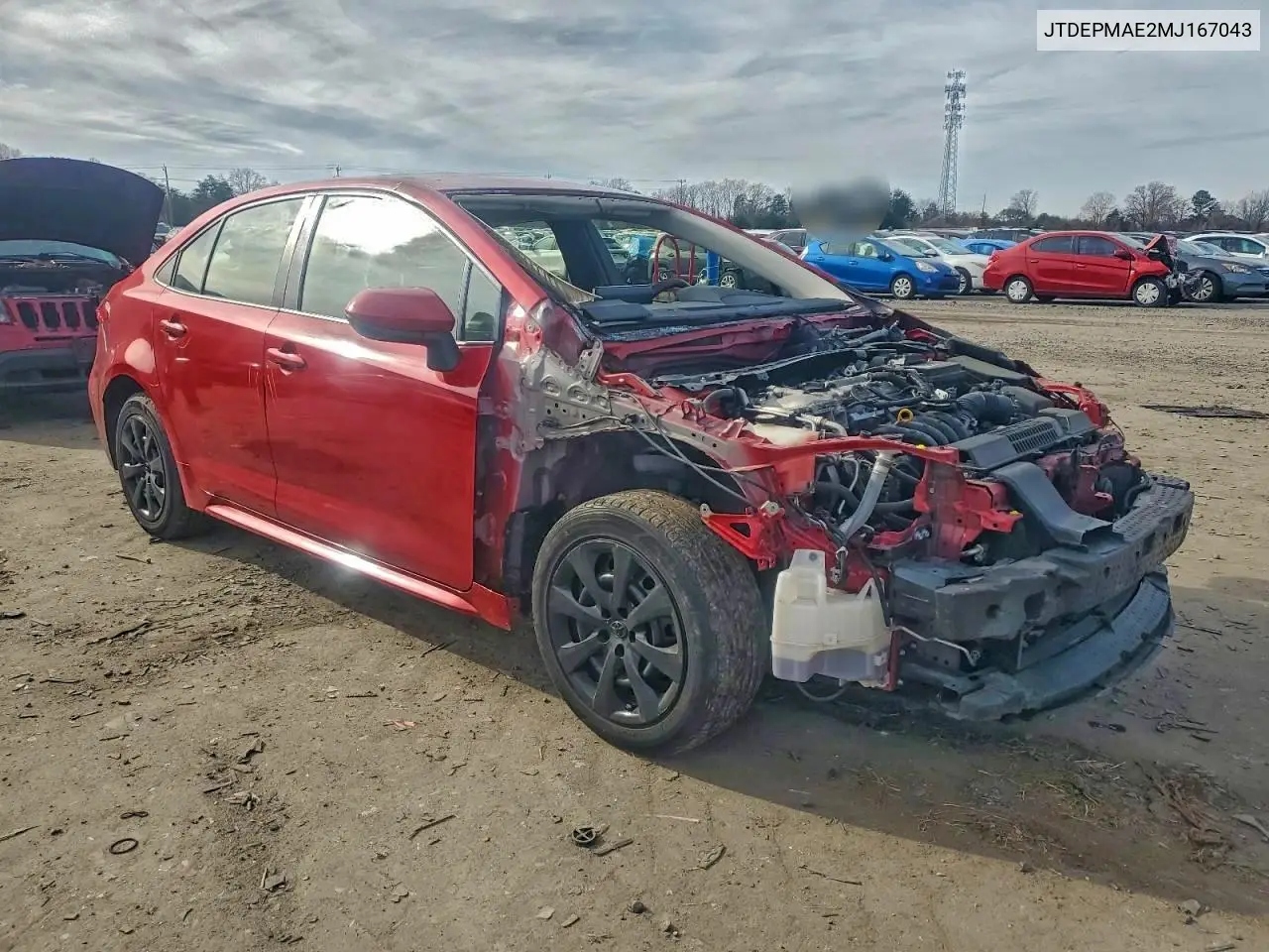 JTDEPMAE2MJ167043 2021 Toyota Corolla Le