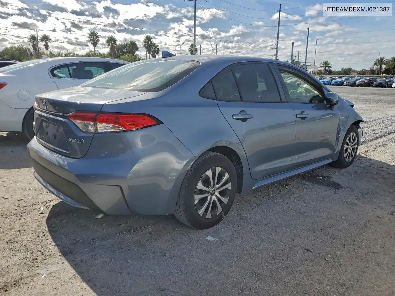 JTDEAMDEXMJ021387 2021 Toyota Corolla Le