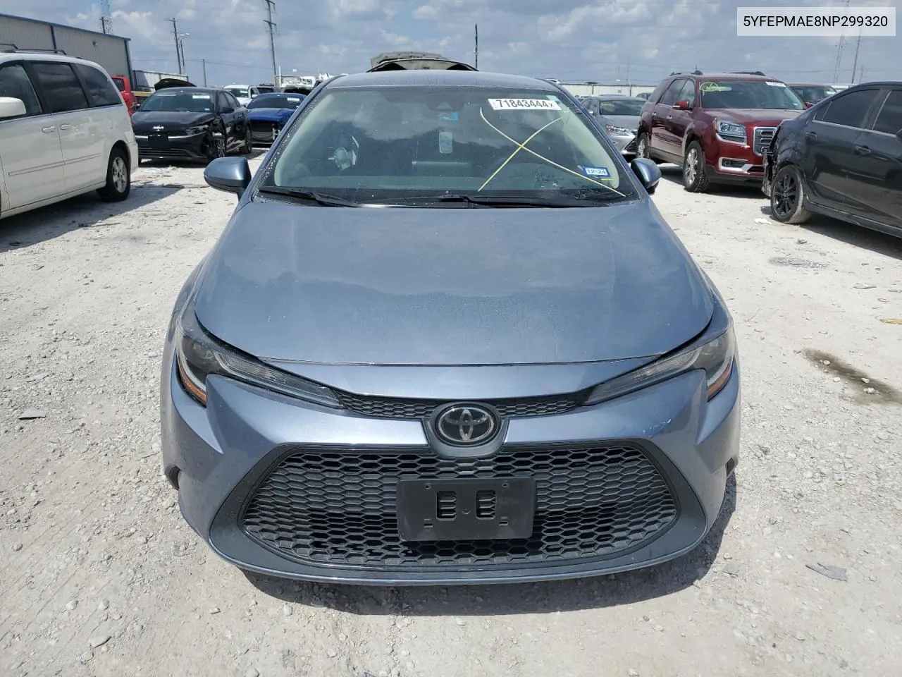 2022 Toyota Corolla Le VIN: 5YFEPMAE8NP299320 Lot: 71843444