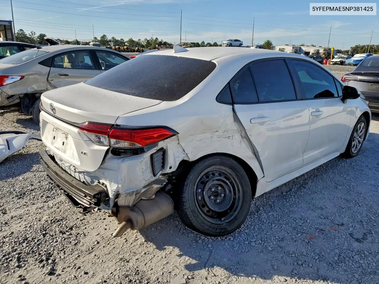 5YFEPMAE5NP381425 2022 Toyota Corolla Le