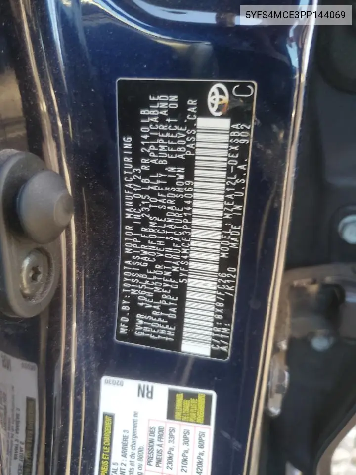 5YFS4MCE3PP144069 2023 Toyota Corolla Se