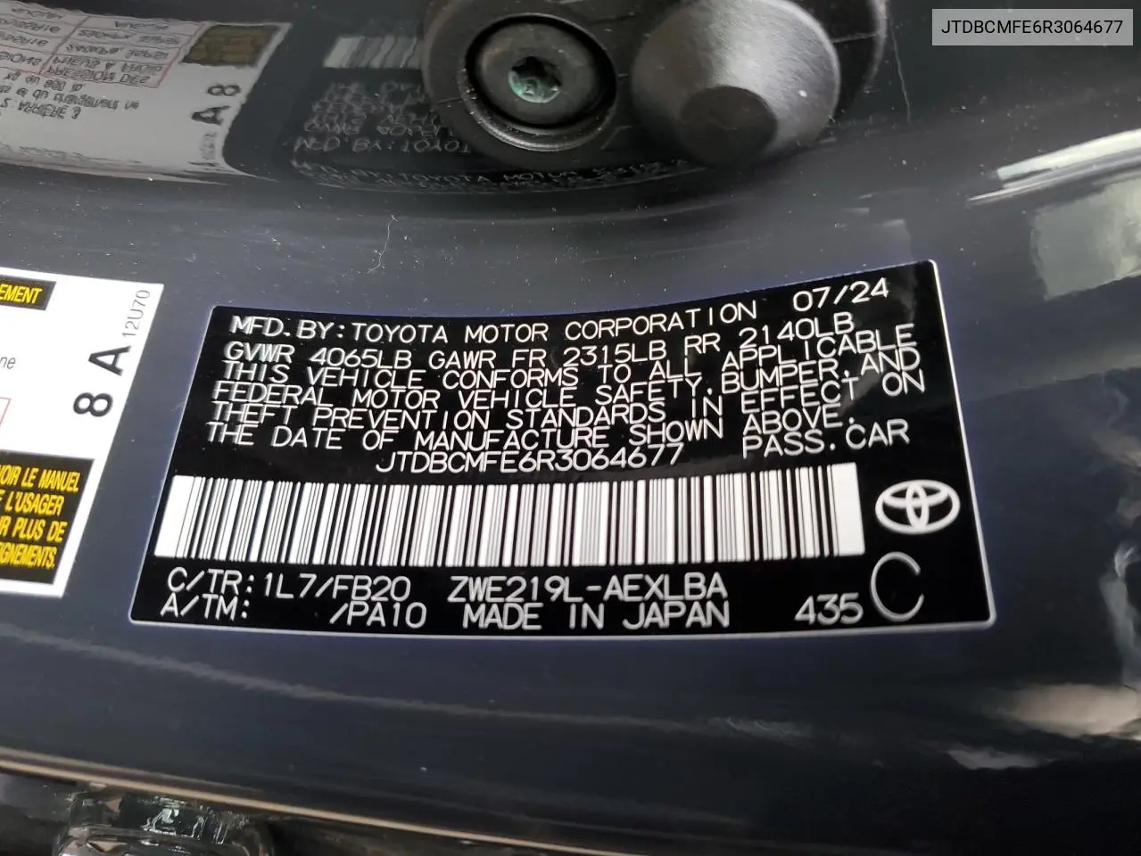 JTDBCMFE6R3064677 2024 Toyota Corolla Le